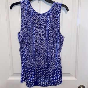 Liz Claiborne Royal Blue & White Blouse size L